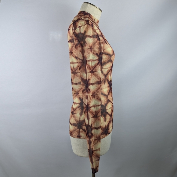 Daily Paper Pelembe Mesh T-Shirt Long Sleeve Semi Sheer Orange Brown M NWT - Picture 5 of 13